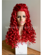 Synthetic lace front wig Curly red long hair