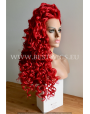 Synthetic lace front wig Curly red long hair