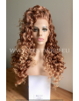 Synthetic lace front wig Curly chestnut mixed long hair