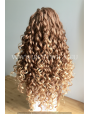Synthetic lace front wig Curly chestnut mixed long hair