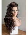 Synthetic lace front wig Curly brown long hair