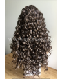 Synthetic lace front wig Curly brown long hair