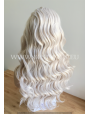 Synthetic lace front wig Wavy blond Silver colored long hair