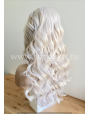 Synthetic lace front wig Wavy blond Silver colored long hair