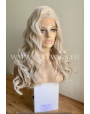 Synthetic lace front wig Wavy blond Silver colored long hair