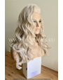 Synthetic lace front wig Wavy blond Silver colored long hair