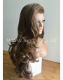 Synthetic lace front wig Curly chestnut colored long hair