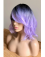 Synthetic Machine made wig Wavy Lilac hair with dark roots