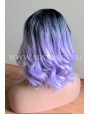 Synthetic Machine made wig Wavy Lilac hair with dark roots