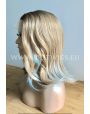 Synthetic half-lace wig Stright blond hair with roots and side part Frosty Touch