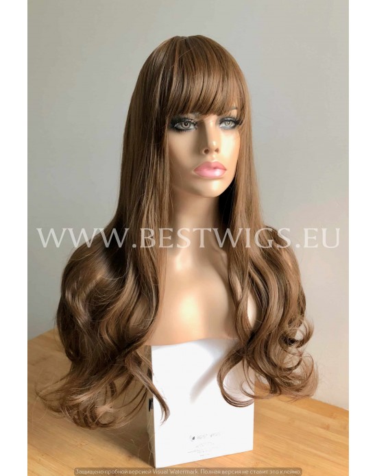 Synthetic wig Stright chestnut long hair with bang