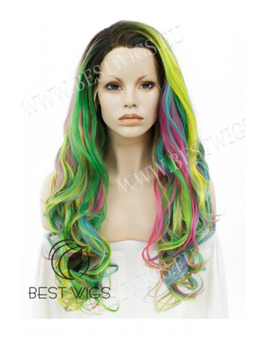 Synthetic lace front wig Wavy mixed long hair / Fantasy collection