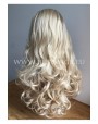 Synthetic lace front wig Wavy blond long hair with dark roots
