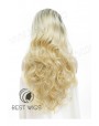 Synthetic lace front wig Wavy blond long hair with dark roots