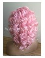 Synthetic lace front wig Curly pink hair