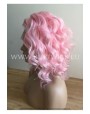 Synthetic lace front wig Curly pink hair