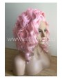 Synthetic lace front wig Curly pink hair