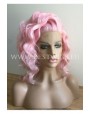 Synthetic lace front wig Curly pink hair