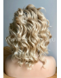 Synthetic lace front wig Curly blond medium hair (dark roots)