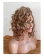 Synthetic lace front wig Curly blond medium hair
