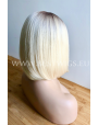 Synthetic lace front wig Straight blond short hair / Rooted Bob style