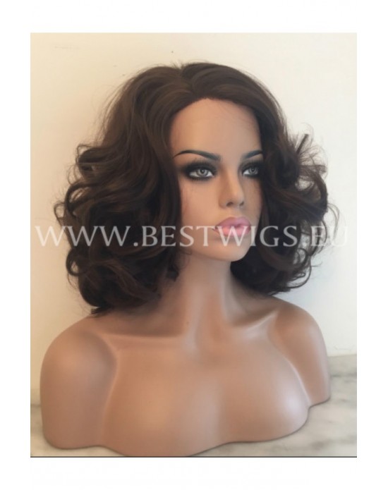 Synthetic lase front wig Wavy brown medium hair
