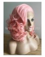 Synthetic lace front wig Wavy Pastel Pink hair