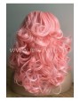 Synthetic lace front wig Wavy Pastel Pink hair