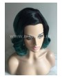Synthetic laсe front wig Wavy green medium hair (dark roots)