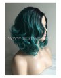 Synthetic laсe front wig Wavy green medium hair (dark roots)