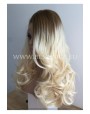 Synthetic lace front wig Wavy blond long hair with dark roots