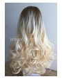 Synthetic lace front wig Wavy blond long hair with dark roots