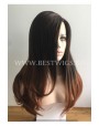 Synthetic lace front wig Stright chestnut ombré long hair (DOUBLE VOLUME)