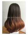 Synthetic lace front wig Stright chestnut ombré long hair (DOUBLE VOLUME)