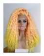 Synthetic lace front wig Curly Yellow long hair EXTRA VOLUME