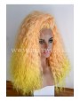 Synthetic lace front wig Curly Yellow long hair EXTRA VOLUME