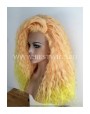 Synthetic lace front wig Curly Yellow long hair EXTRA VOLUME