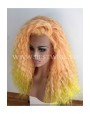 Synthetic lace front wig Curly Yellow long hair EXTRA VOLUME