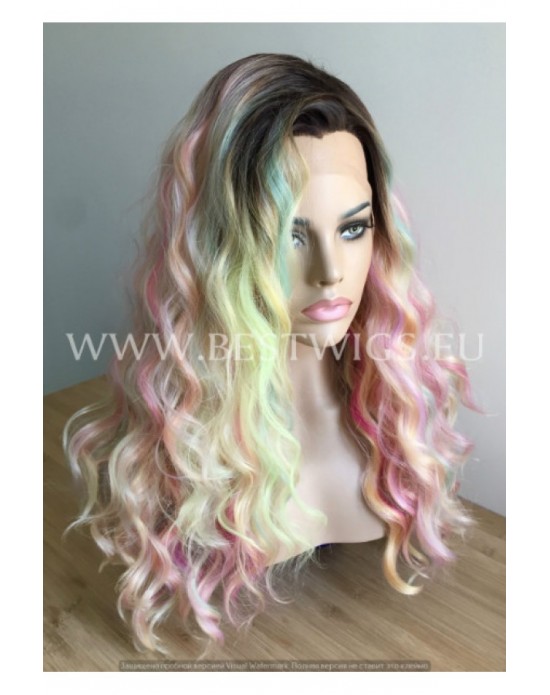 Synthetic lace front wig Wavy mixed long hair / Fantasy collection