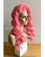 Synthetic lace front wig Wavy pink long hair
