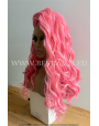 Synthetic lace front wig Wavy pink long hair