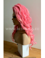 Synthetic lace front wig Wavy pink long hair