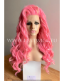 Synthetic lace front wig Wavy pink long hair