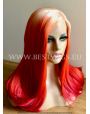 Synthetic Half-lace wig Stright Platinum blond'n Ruby hair (with part side)