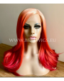Synthetic Half-lace wig Stright Platinum blond'n Ruby hair (with part side)