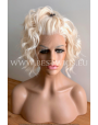 Synthetic lace front wig Platinum bob cut beach waves