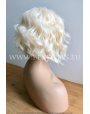 Synthetic lace front wig Platinum bob cut beach waves