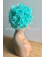 Synthetic lace front wig Wavy Aqua Green short hair