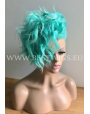 Synthetic lace front wig Wavy Aqua Green short hair