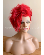 Synthetic lace front wig Wavy Bright Red short hair